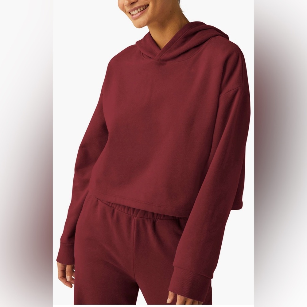 Beyond Yoga Happiness Crop Deep Red Hoodie